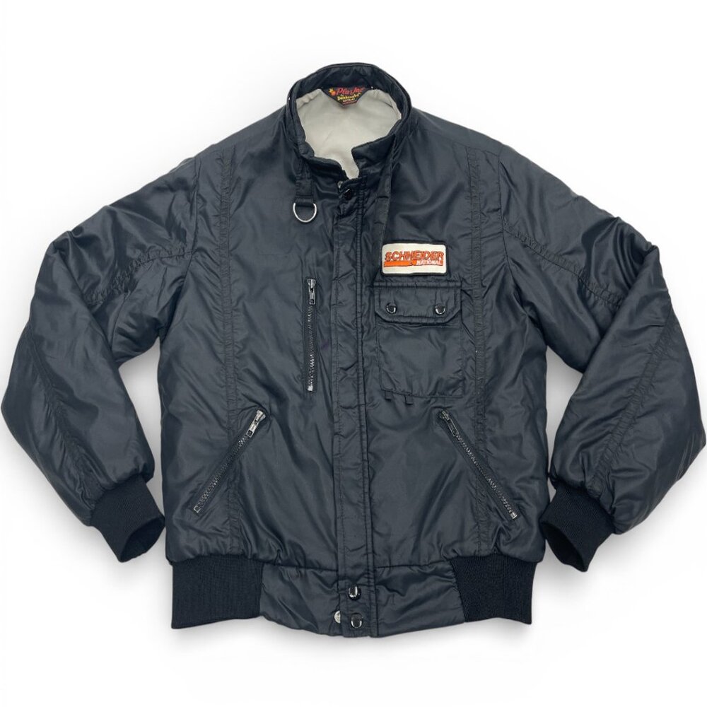 Vintage 1980's Pla-Jac Schinder National Racing Bomber Trucker Jacket Men's 42 - Picture 2 of 9